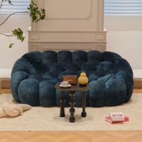 Canapé modulable capitonné élégant et moelleux avec noyau en éponge pleine, emballage compressible en rouleau, velours bleu foncé pour appartement