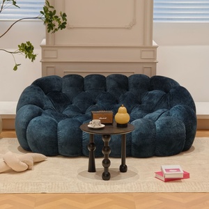 Canapé modulable capitonné élégant et moelleux avec noyau en éponge pleine, emballage compressible en rouleau, <span class=keywords><strong>velours</strong></span> <span class=keywords><strong>bleu</strong></span> foncé pour appartement - Product Image 2