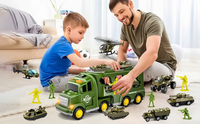 PANDAS 14 pouces à deux étages armée char soldat jouet voiture ensemble éclairage inertiel musique militaire camion Friction Transport voiture garçons