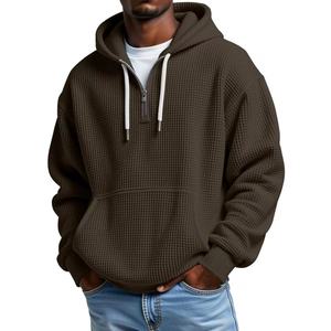 Felpa con Cappuccio da Uomo Oversize in Maglia Waffle Pesante, Manica Lunga, Stile Atletico Casual, Streetwear, Nuova Collezione 2026, Personalizzabile, Vendita all'Ingrosso - Product Image 3