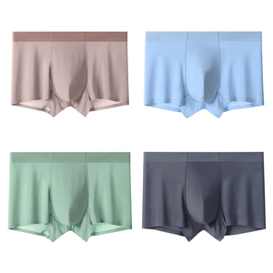 Sous-vêtements pour hommes en soie glacée printemps-été, légers et respirants, caleçons à quatre coins, couleur unie, sous-vêtements à coins plats - Product Image 5