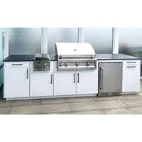 Cuisine extérieure modulaire en acier inoxydable 304, facile à assembler, avec barbecue et évier intégrés