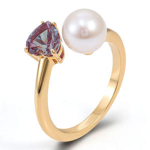 Véritable bague en or massif 10k 14k 18k bague en perles d'eau de mer bague de couple assortie au quotidien bague en pierres précieuses de laboratoire pour ma petite amie - Product Image 1