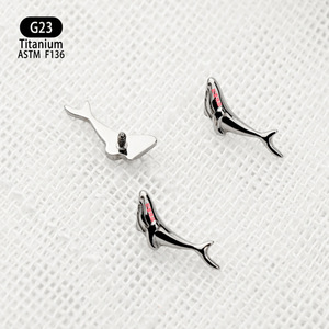 Whale Shape <b>Titanium</b> Lip <b>Stud</b> Earring F136 10mm Daily Wear Piercing Jewelry - Product Image 3