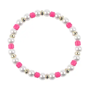 5mm color spray paint and baking paint large and small spacers plus 6mm pearl bracelet jewelry wholesale