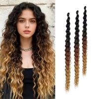 Extensions de cheveux synthétiques bouclés profonds pour tresses, mélange de couleurs, style Boho Goddess Locs, ondulations Ocean Wave, teintes