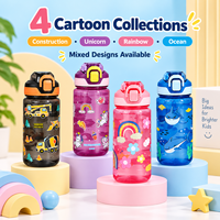 Bouteille d'eau personnalisée pour enfants 600 ml, ouverture à un clic, anti-fuite, couvercle rabattable, bouteille à boire directement avec sangle