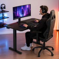 Bureau de travail ergonomique AOR, bureau de jeu intelligent à réglage électrique avec mémoire, panneau de protection environnementale, éclairage RGB Armor