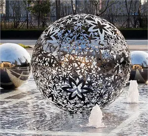 Vườn hiện đại kim loại gương đánh bóng nước bằng thép không gỉ Fountain Sphere
