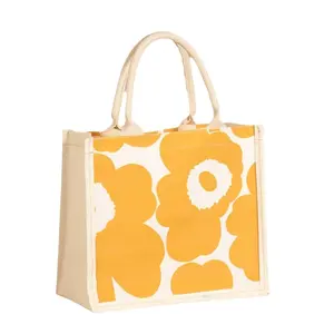 Latest Jute Carry Bag Eco-friendly Reusable Logo Jute Tote Bag Custom Jute Tote Bag Floral
