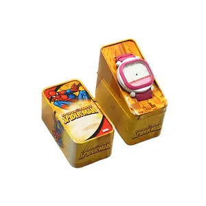 Rectangle tin cartoon kids smart watch box packaging with your design custom tin packaging Metal tin box