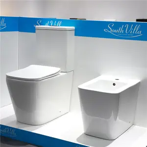 Cômoda sanitária de cerâmica para banheiros, de duas peças, com descarga por gravidade, de fábrica, de volta à parede, para banheiros