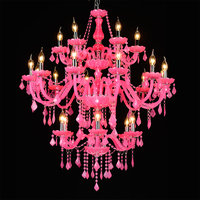 Lustre en cristal rose, lampe suspendue de décoration pour chambre de princesse, club, salle d'exposition, salon, chambre à coucher, suite d'hôtel, éclairage de luxe