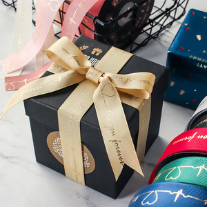 PANO 공장 사용자 지정 3d 골드 호일 블랙 실크 그로스 Grosgrain 리본 선물 리본 로고 브랜드 - Product Image 2