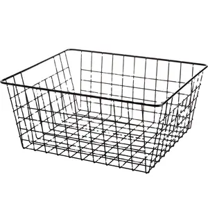 Customized Metal-Wrapped Iron Storage Basket Kitchen Bathroom Wardrobe Storing Miscellaneous Items Black White Colors