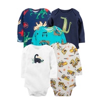 Ensemble de 5 barboteuses à manches longues en coton pour bébés garçons nouveau-nés, de haute qualité, vente en gros