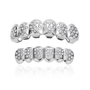 BES Hip Hop Plaqué Or <span class=keywords><strong>Diamant</strong></span> Grilles À Dents Or Argent Grilles Ensemble De Mode Corps Bijoux Dents Haut Bas - Product Image 1