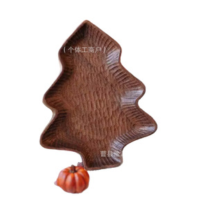 Bandeja pequeña de madera de nogal negro japonés de estilo nórdico, forma irregular para refrigerios, té, frutas secas, bandejas decorativas para el Día de Acción de Gracias - Product Image 2