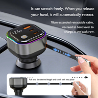 Chargeur de voiture rétractable à charge rapide de type C 12-24V avec indicateur lumineux LED et garantie d'un an