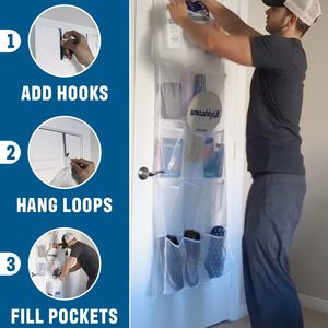 Portascarpe per l'organizzazione di scarpiere e deposito essenziale per le navi da crociera borsa appesa su porta with15pockets-white a maglie larghe - Product Image 4