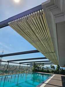 Toldo de PVC para exteriores motorizado a <span class=keywords><strong>precio</strong></span> de fábrica, <span class=keywords><strong>pérgola</strong></span> de fácil <span class=keywords><strong>montaje</strong></span>, recubrimiento en polvo, <span class=keywords><strong>pérgola</strong></span> de Techo Retráctil hecha a presión natural - Product Image 4