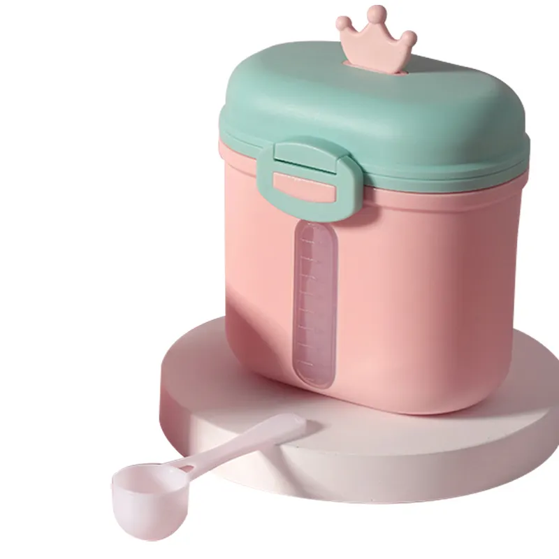 BPA Free Snack Food Storage com Colher Baby Feeding Portable Kids Milk Powder Container