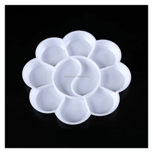 Échantillon gratuit plateau de mélange de couleurs de peinture en forme de fleur blanche personnalisée de 13cm pour <span class=keywords><strong>palette</strong></span> plastique de peinture d'artiste - Product Image 3
