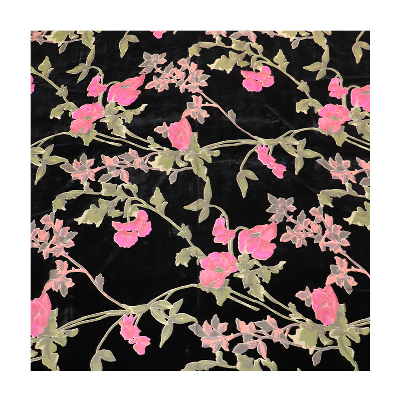 Hot Selling Luxury Embroidery Velvet Fabric 18% Nylon 82% Rayon Burnout Design Jacquard Pattern Velvet Fabric for Clothing Dress
