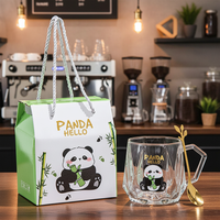 Nuevo Juego de Tazas de Café de Cerámica con Caja de Regalo de Vidrio, Diseño de Panda, Taza Térmica, Regalo de Boda, Oficina, Cumpleaños, Fiesta
