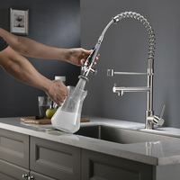 Robinet de cuisine contemporain à poignée unique, double sortie, à poser sur comptoir, avec cartouche céramique, monotrou, extractible