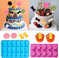 Moules en silicone en forme de patte de chien et d'os pour la cuisson, le chocolat, les bonbons, la gelée, les friandises pour chiens, les glaçons, sans BPA