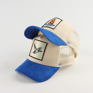 Bán buôn động vật cap da lộn hóa đơn Trucker Hat với thêu vá chất lượng cao lưới thể thao cap gorras de animales biểu tượng tùy chỉnh - Product Image 1