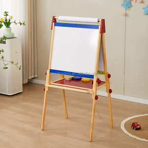 Chevalet en bois double face pour enfants avec paniers de rangement – Idéal pour jouer et apprendre - Product Image 1