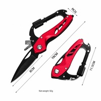 Couteau mousqueton rouge en gros avec clip de verrouillage, brise-vitre, lame pliable, idéal pour les programmes d'urgence, les premiers secours, les sports et la vente au détail