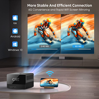 Projecteur intelligent CRE CR67 MAX GTV 4K 1200 ANSI FHD avec mise au point automatique ToF, correction trapézoïdale, home cinéma, applications de streaming intégrées, 2G, format de poche