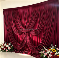 Rideaux de fond en soie de lait, fibres de spandex et polyester bordeaux pour mariage