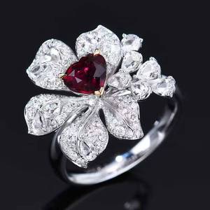 Unheated Ruby <b>Ring</b> 1.02ct Natural Gemstone 18K Solid Gold Set 79 <b>Diamonds</b> 11 White Sapphires Luxury Women Engagement Jewelry - Product Image 2