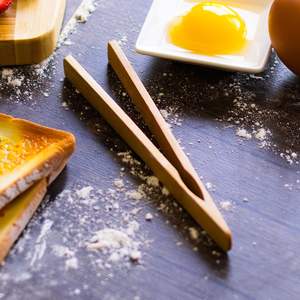 11-Piece Burnished Bamboo <b>Kitchen</b> Utensils Set Smooth Polished Edge Ergonomic Handle Cooking Spoon Spatula <b>Tongs</b> for Daily - Product Image 3