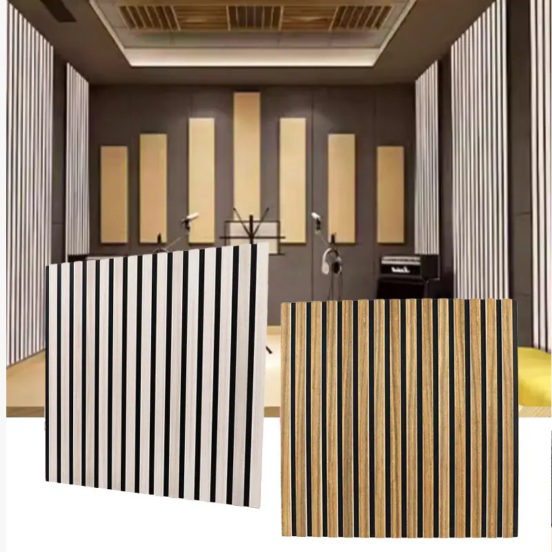 Panneau mural à lattes de bois panneaux acoustiques pour home cinéma studio placage bois panneau d'insonorisation plafond
