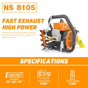 Motosierra de Dos Tiempos de Alta Potencia NEOTEC NS8105 070, Grado Industrial, Juego de Accesorios Especiales para Tala, Maquinaria de Jardín, Madera NS8105 - Product Image 3