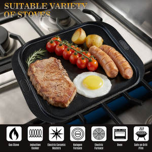 Plaque de cuisson double face en fonte pour barbecue, idéale pour le camping, la cuisson de viande, la friture et comme plateau de service – Accessoire indispensable pour le barbecue - Product Image 6