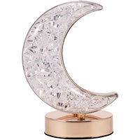 Lampe de table moderne Crystal Moon E26, 3 couleurs de lumière, en forme d'étoile, commande tactile, lampe de chevet LED, décoration Ramadan