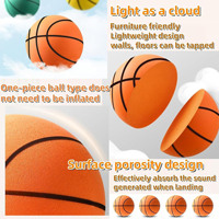 Ballon de basketball silencieux en polyuréthane, nouvelle version améliorée, pour jeu d'arcade et entraînement en intérieur