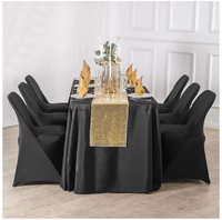 Nappe rectangulaire imperméable de 90x132 pouces en gros d'usine couverture de table noire en polyester lavable pour les événements de fête de mariage