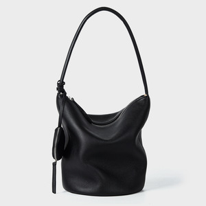 Sac seau minimaliste et décontracté en cuir <span class=keywords><strong>de</strong></span> vachette premium avec pochette à monnaie ronde détachable, sac hobo chic et urbain - Product Image 6