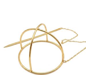 Épingle à cheveux géométrique dorée |   Stick Minimaliste |   Support moderne | Statement Bun Cage - Product Image 2
