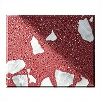 Dalles de terrazzo modernes de 8 mm d'épaisseur, écologiques, durables, légères, de couleur rouge, pour les murs intérieurs et les sols des hôtels et des écoles