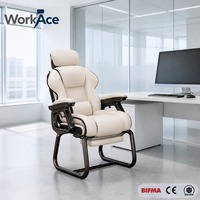 Chaise de bureau moderne contemporaine, garniture crème, noire, ergonomique, rembourrée en tissu mousse, pivotante, réglable, pour la maison, vente en gros