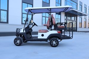 Voiturette de golf blanche longue portée pour 4 passagers avec sièges confortables et port de charge USB pour complexe hôtelier, hôtel et communauté - Product Image 2