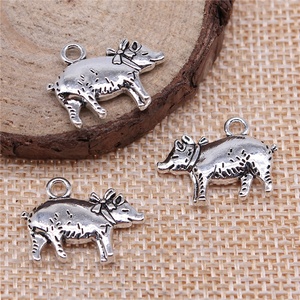 100pcs/bag 21x16mm Antique Silver Plated Antique Bronze Plated Zinc Alloy <strong>Pig</strong> <strong>Charms</strong> Pendants ABD-C10633 - Product Image 1